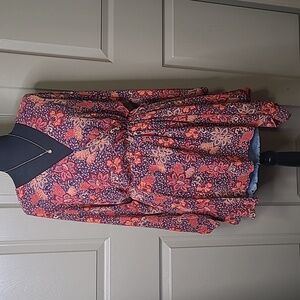 Free People Floral Boho surplice bust long sleeve lined dress size XS